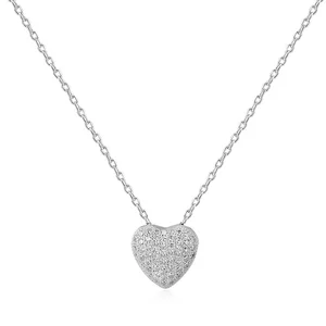 Exquisite S925 Sterling Silver Love Heart Pendant Necklace with Gold Link Chain Wedding Zircon Charm for Women Gift