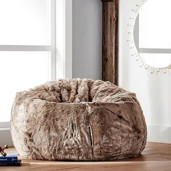 Wholesale plush faux fur beanbag furry living room sofa set furniture gaming fur bean bag bed chair NO 4
