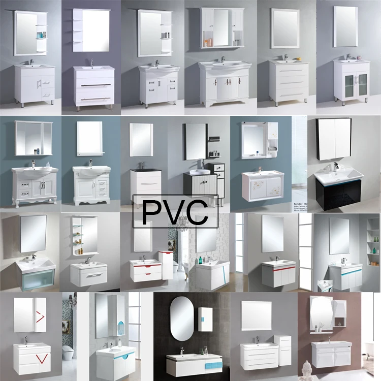 
Hangzhou vanity factory supplier waterproof wall mounted PVC bathroom cabinet with mirror 