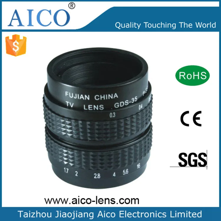 Fujian F=35mm C Mount Lens - 2/3 Inch Manual Focus 35mm F1.7