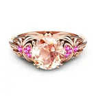 2018 New Design Cubic Zircon Ruby Diamond Ring Rose Gold Color Brass Ring Women Factory Price Jewelry
