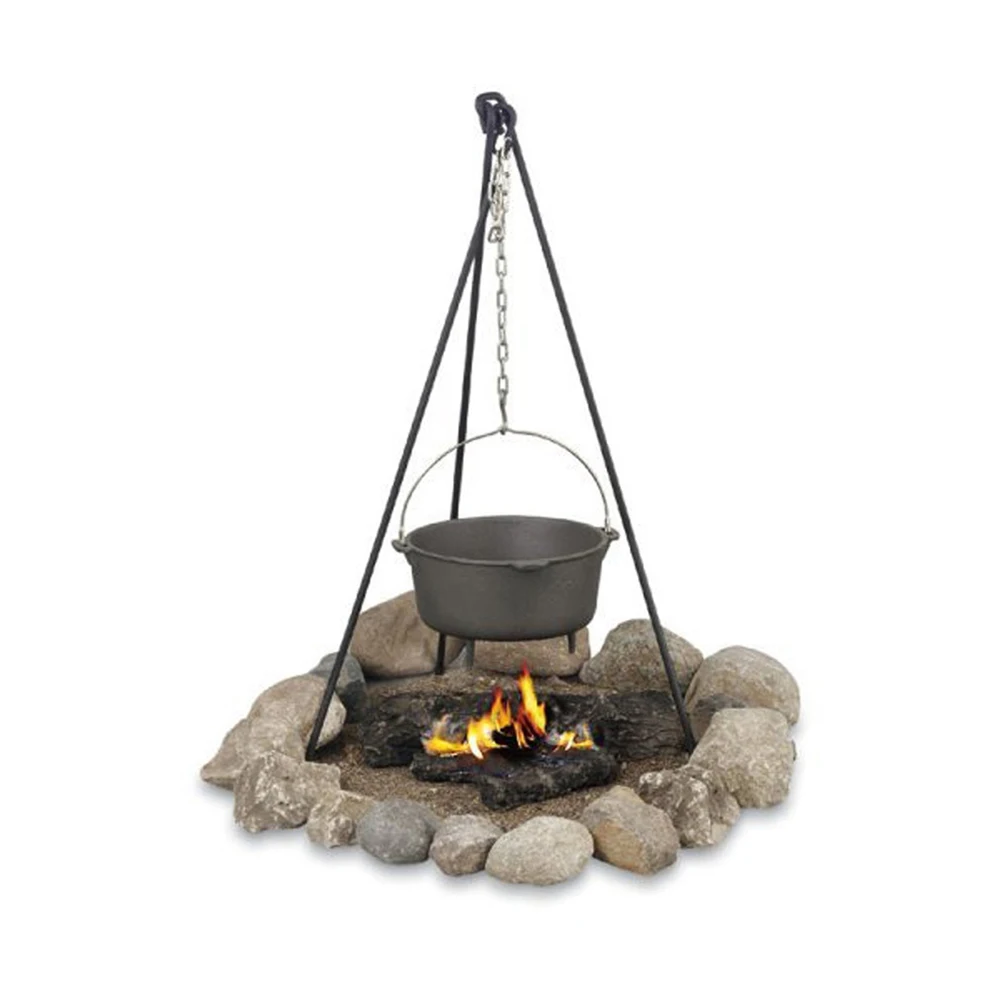Cast Iron Dutch Pot Tripod Camping Cooking Outdoor Campfire Picnic Fire Pit  Oven