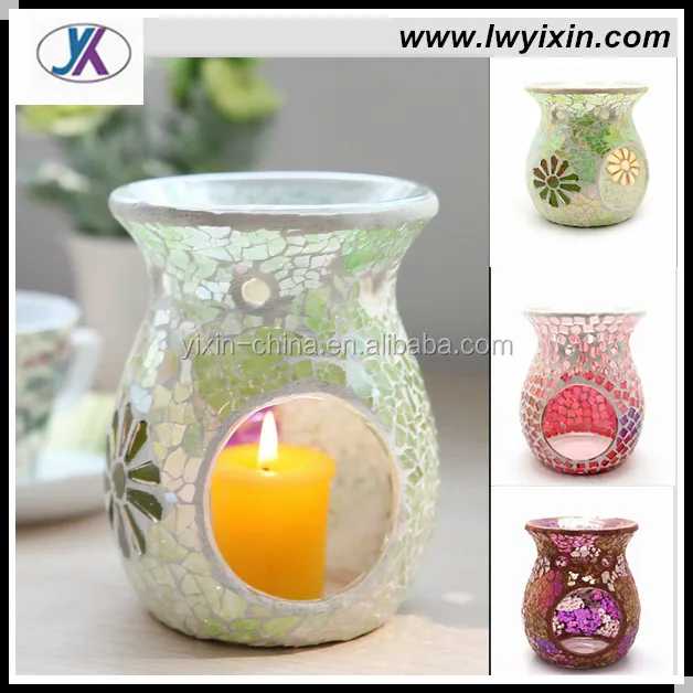 Handicraft Stained Glass Mosaic Tea Light Oil Burner Wax Melt Candle