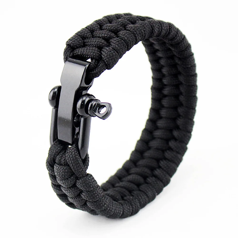 Camping Paracord Survival Bracelet Braided Cord Rope Wristband Outdoor Tools 
