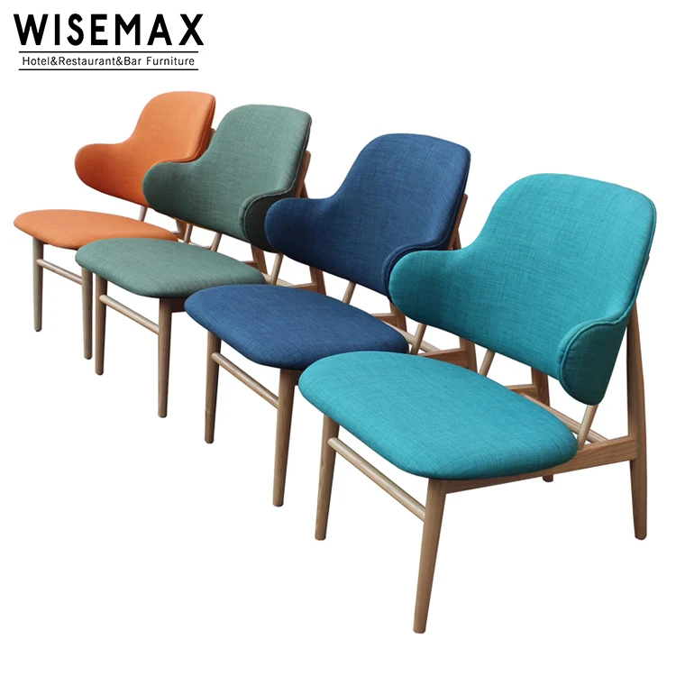 WISEMAX FURNITUREScandinavian Modern Leisure Dining Chair Ib Kofod Larsen Chair Wooden Lounge Chair Leather Seat Solid Wood Legs