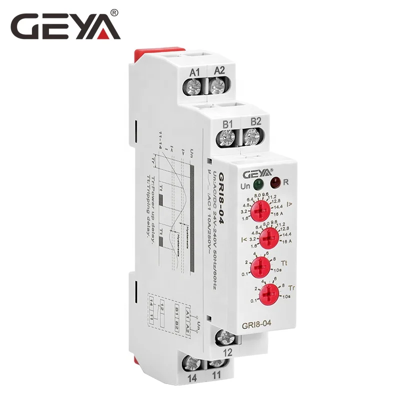 GEYA GRI8-04 Din Rail Over Current and Under Current Sensing Relay Electronic Current Relay Factory