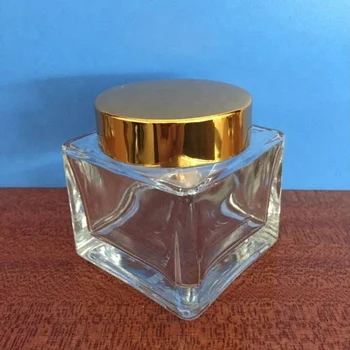 4 OZ 120ml Round and Square Cream Glass Jars Gold Silver Lids
