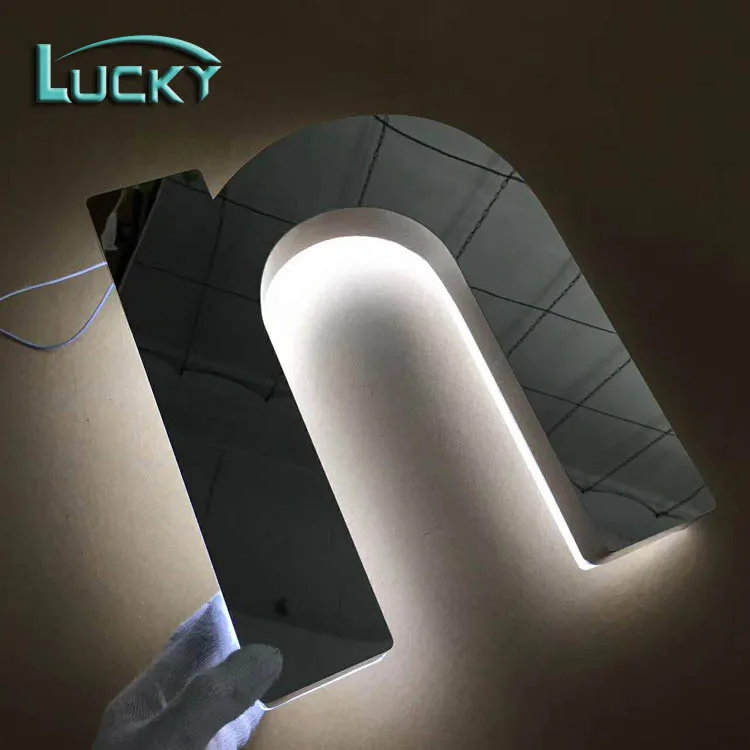 LED Back Lit Sign Reverse Chrome Stainless Steel Letter Custom Advertising Halo Lit Channel Letter