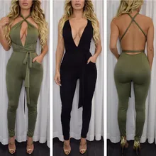 Women New Fashion Rompers And Jumpsuits Women Sexy Backless Sleeveless Playsuit Bodysuits Elegant Bandage Jumpsuits XD259