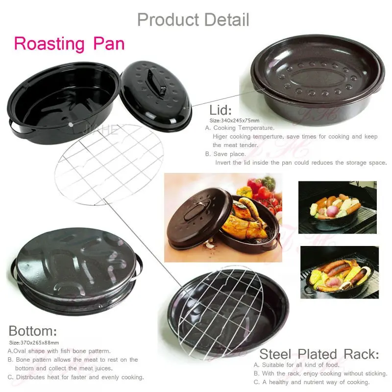 Granite Ware 15-Inch Covered Oval Roaster, 15 inches, Black