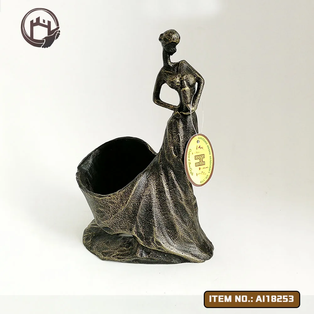 
Старинные антикварные леди в форме чугунный металлический винный держатель бутылки для хранения Шкаф Декор для продажи 