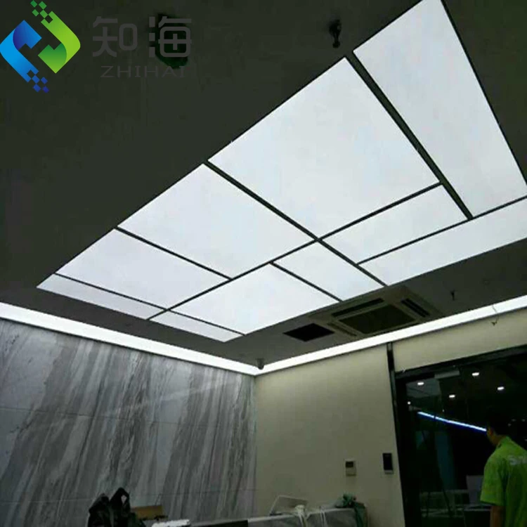 ZHIHAI Dimmable Light Box Rectangle Irregular Fireproof Lightweight Decorative Artistic Pvc 3d Ceiling Panel