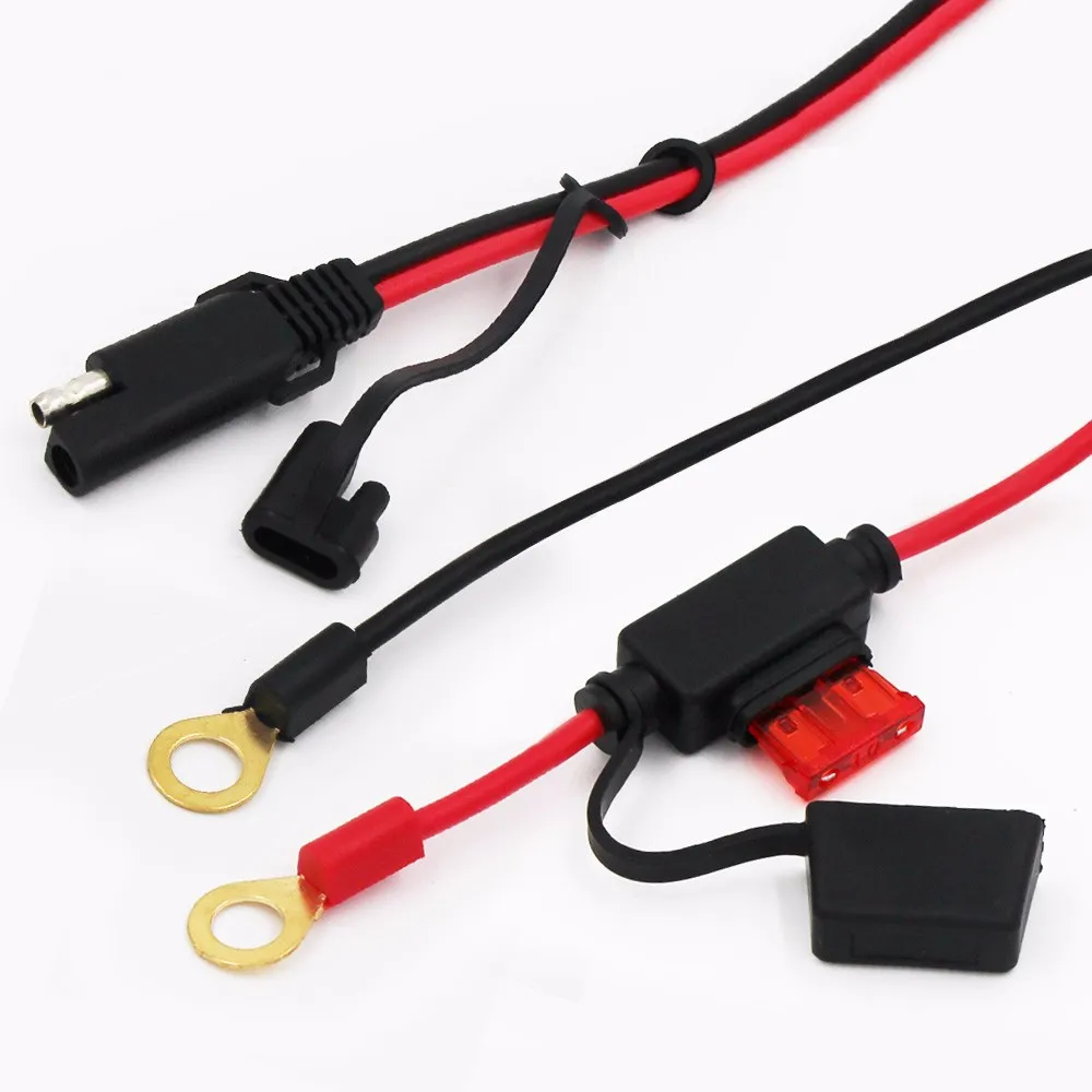 Low Voltage SAE 12V Ring Terminal 10Mm 10A Fuse Dc Cable Car Battery Connector Wire With Waterproof Harness Lead Socket