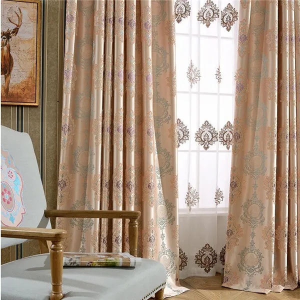Guangzhou Living Room Wave Curtain New Model Ready-Made Design Vintage Pattern Woven Opening and Closing Curtains