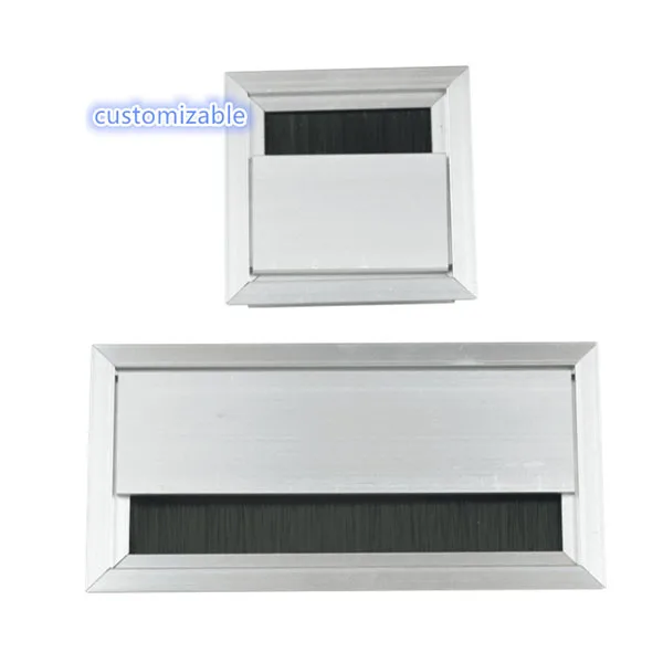 Hardware Furniture Fittings Computer Office Desk Aluminum Alloy Buffer Wire Box Wire Hole Cover Rectangular Perforated Box