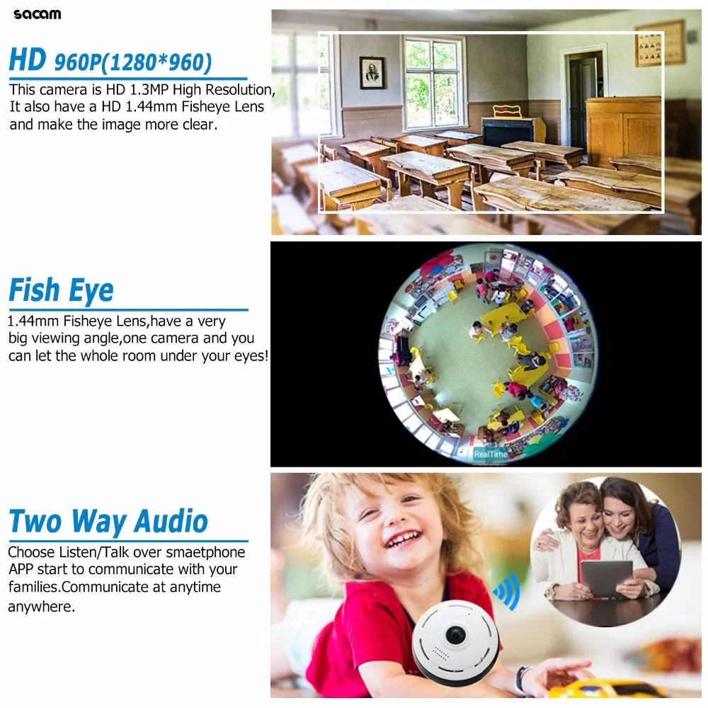 360 Degree Fisheye IP Camera - 3MP 1080P Panoramic PoE Dome For Indoor/Outdoor