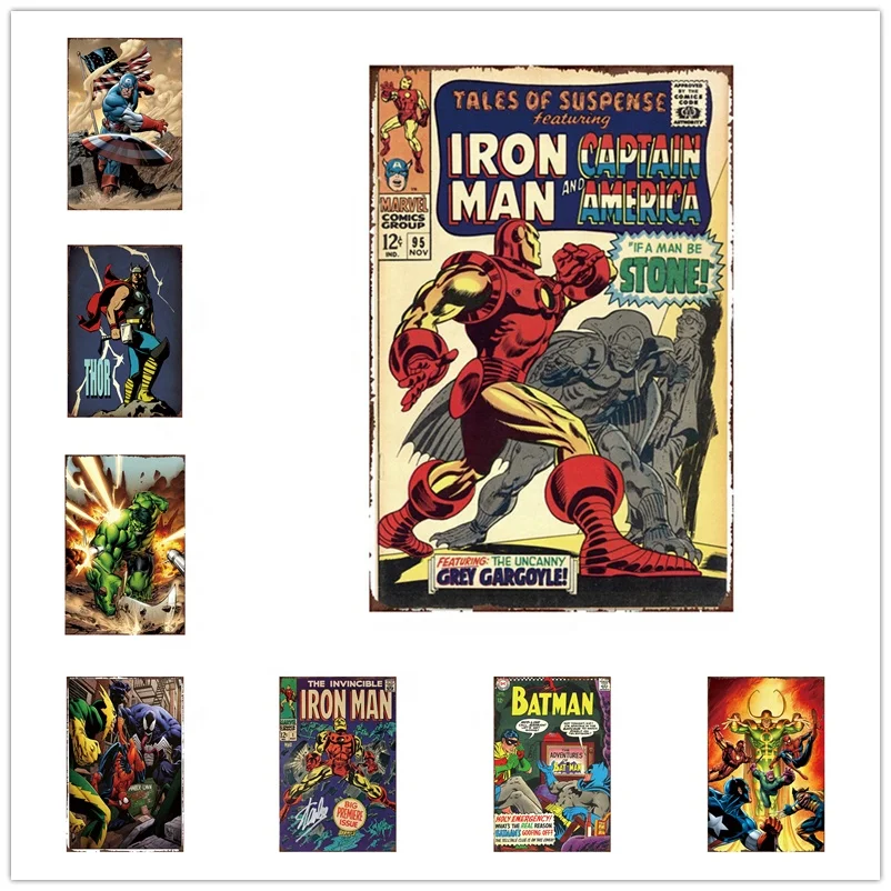 Professional manufacturer customize retro metal signs vintage marvel super hero tin signs