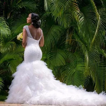 African Custom Made Formal Bridal Gowns Designs Lace Beading Mermaid Alibaba Wedding Dresses