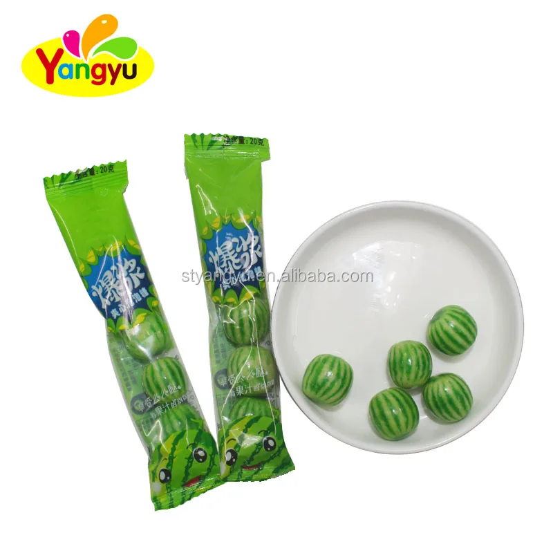 Арбузные пузырьки, жвачка, наполнение желейным джемом