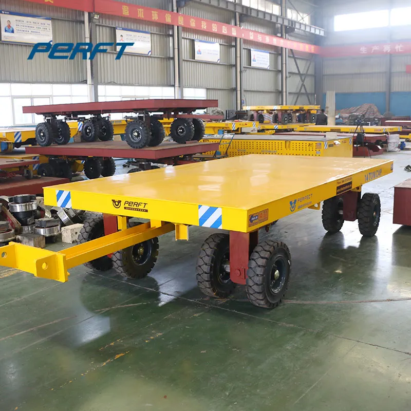 Tractor Towable Wagon Electric Flat Transfer Cart for Material Handling 80 Tons Trailer
