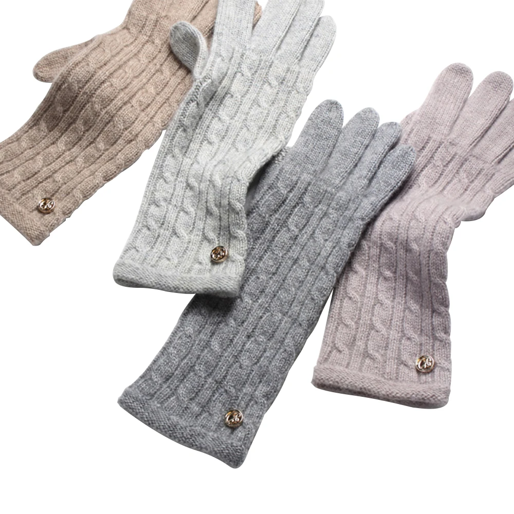 
 Вязаные теплые длинные шерстяные перчатки из чистого кашемира для сенсорных экранов  