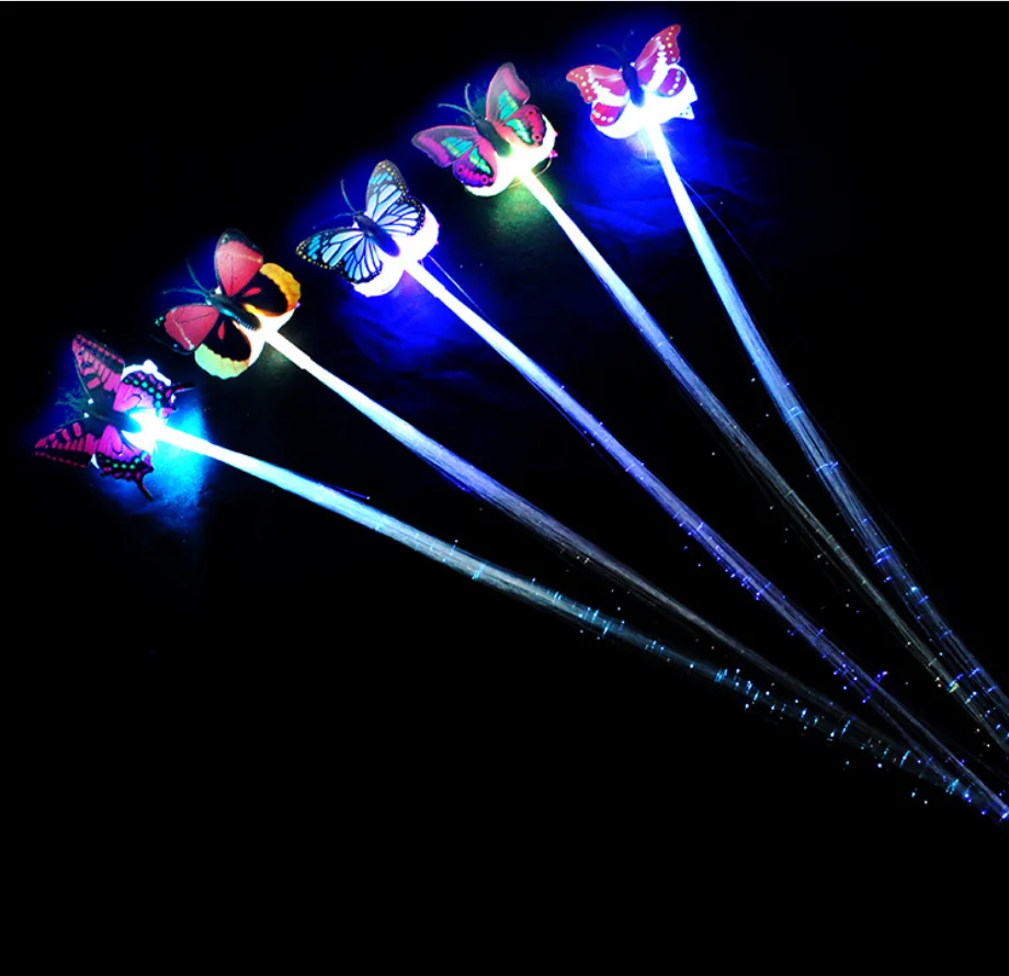 Мигающие волосы многоцветные светодиодные мигающие оплетка Бабочка дизайн украшения для