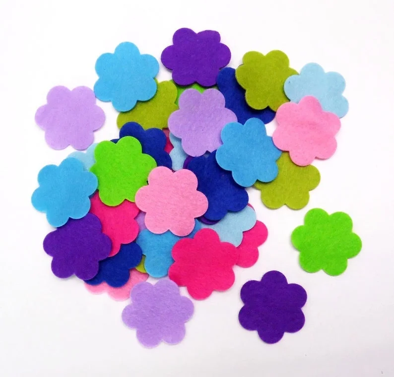 100 Piezas de Flores de Fieltro Colores Surtidos Kit de Artesanía de Flores de Fieltro DIY de 28mm 