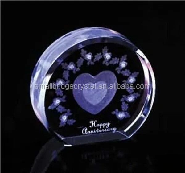 Laser engarved round crystal with flat bottom