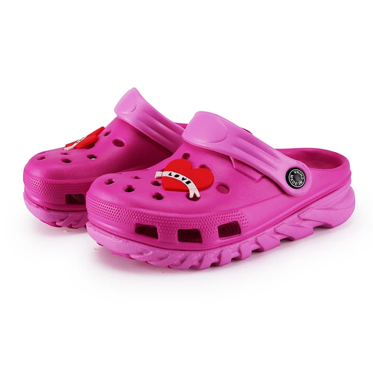 Распродажа от производителя, сабо EVA для детей, розовые сабо EVA для девочек, садовая обувь с сердцем, цветочным узором автомобиля