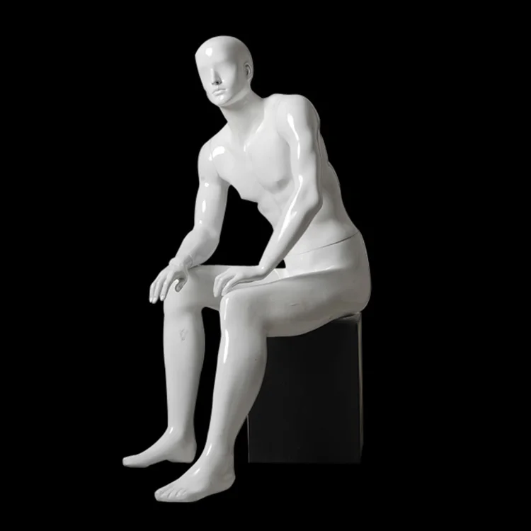 life size fiberglass realistic male sitting