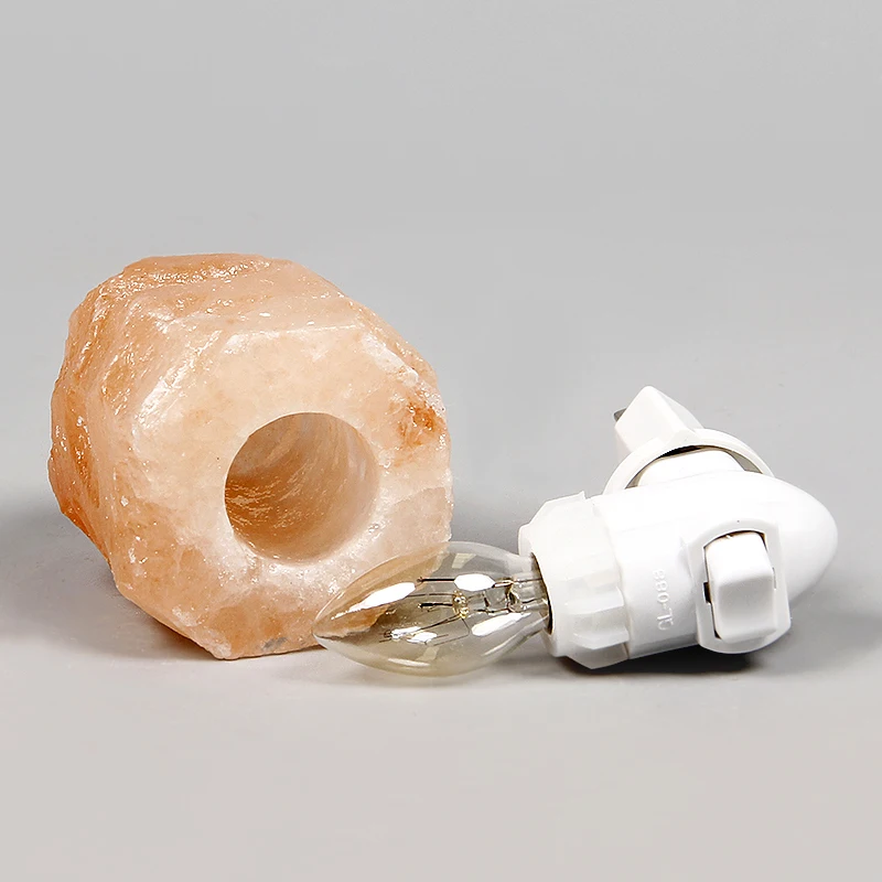 Ночник из гималайской соли, настенный светильник ручной работы из натуральной соли с вращающейся на 360 градусов вилкой