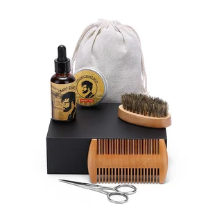 Wholesale Organic Moustache Styling Softens Grooming Kit Beard Growth Oil Gift Set Beard Growth Kit for Beard Oil