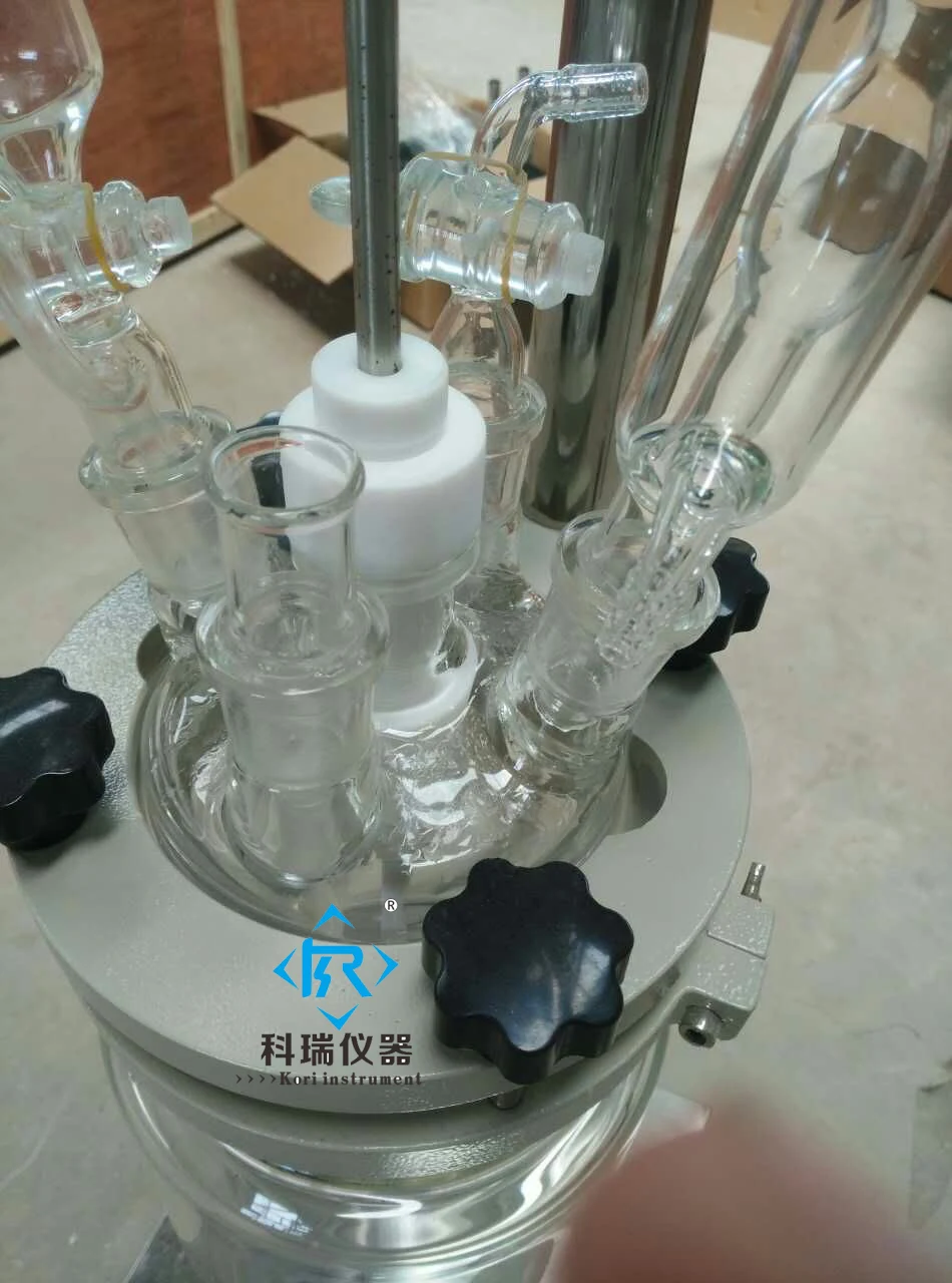 Лабораторный двухслойный смеситель 2 л, стеклянный реактор, оборудование для химической реакции