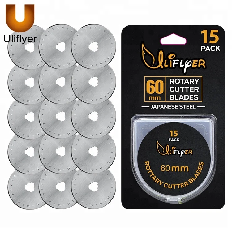 60mm Straight Cut Rotary Cutter Blades, Pack of 5, fits OLFA, FISKARS,  Clover and Other Cutters for Quilting, Scrap Booking, Leather, Vinyl etc  from