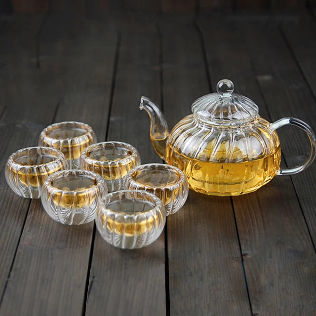 High Quality 600ml  Borosilicate Glass Teapot Set Clear Small Manual Coffee Tableware Multiple Including Traditional Modern