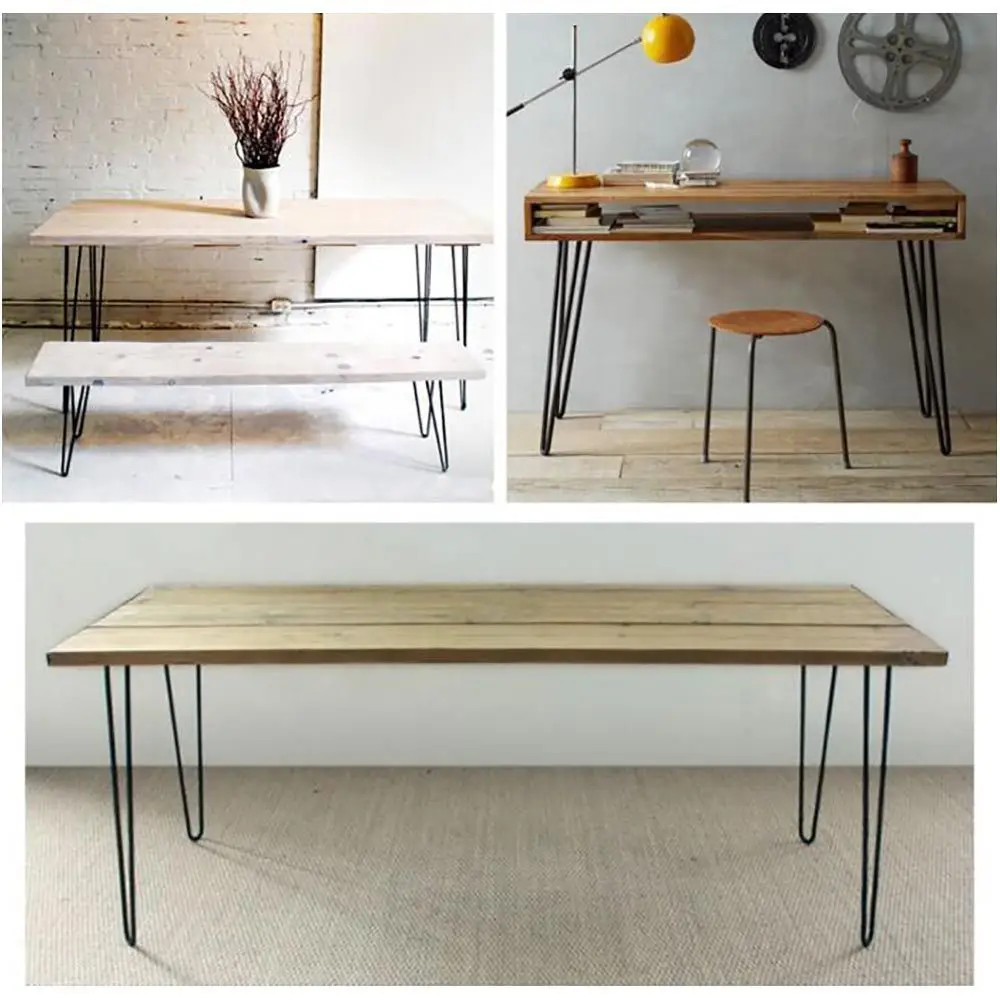 Современный журнальный столик, промышленный поддон «сделай сам», деревянный боковой столик, 22 Дюйма, 10 мм, набор из 4 ножек из необработанной стали с тремя основаниями для стола, шпильки