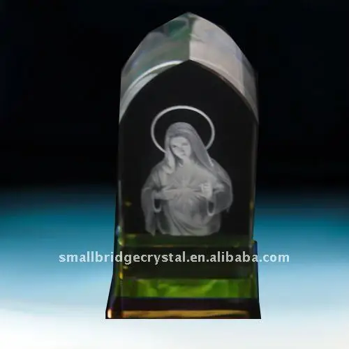 Crystal cube laser engraving Immaculate Heart