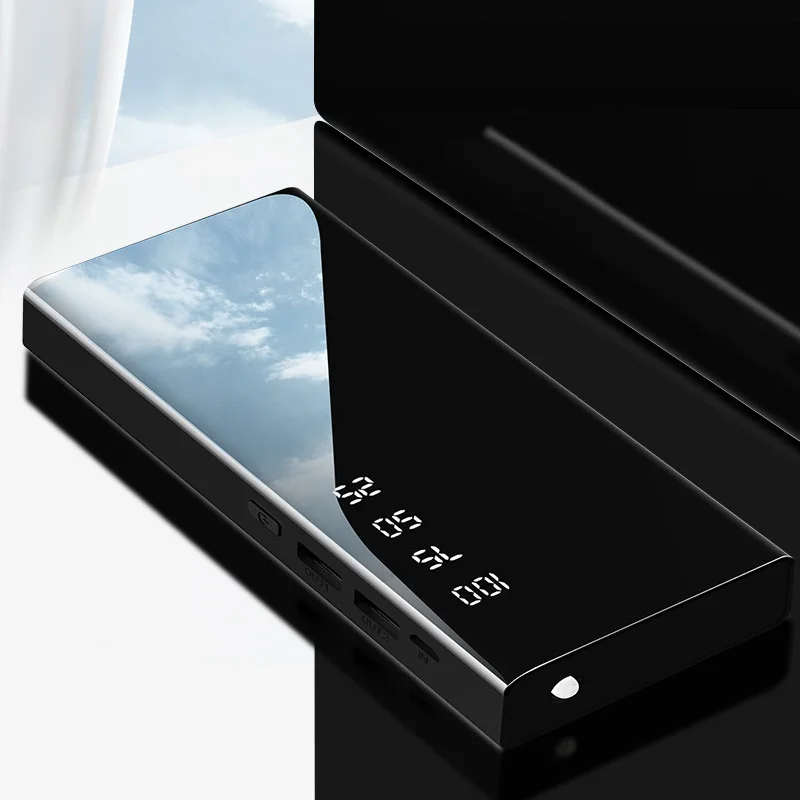 Fast Charging 6000mAh Mirror Mobile Power Bank With LED Digital Display