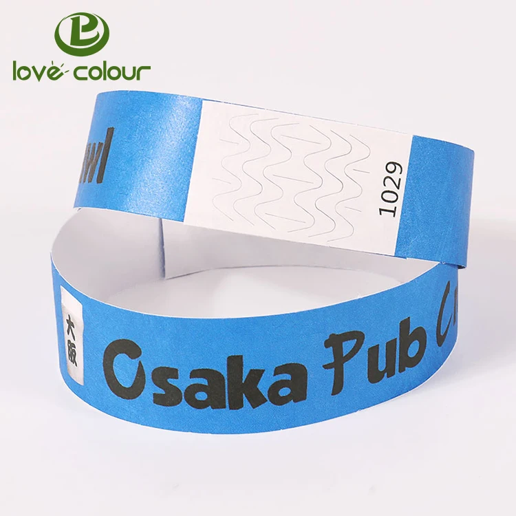 Promotional Custom Printed Logo Printable Swimming Pool Tyvek Wrist Band Paper Wristbands