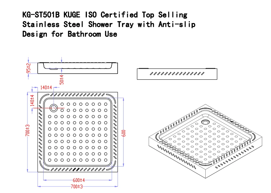 Stainless Steel Camping Shower Tray Custom Portable Deep Shower Base