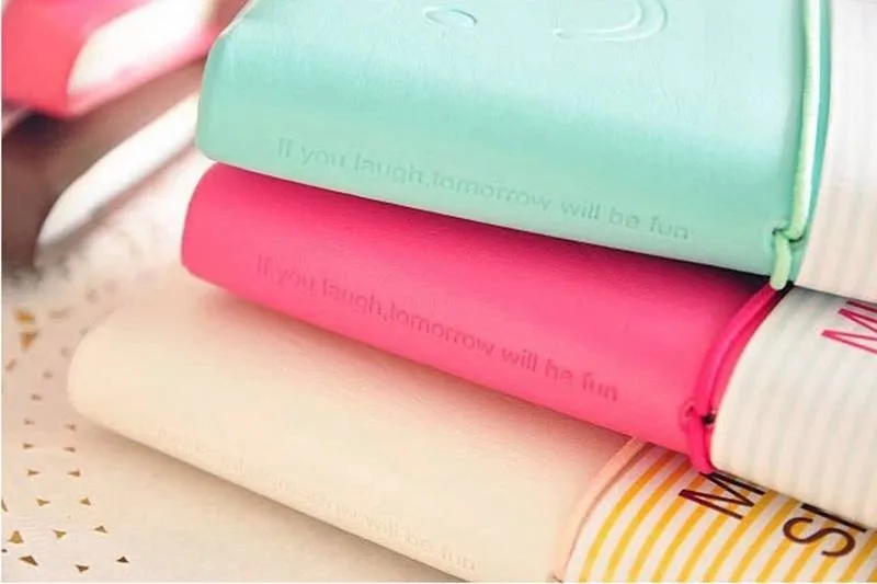 High Quality Cute Charming Mini Smiley Paper Diary Notebook Memo Book Leather Note Pads Stationery