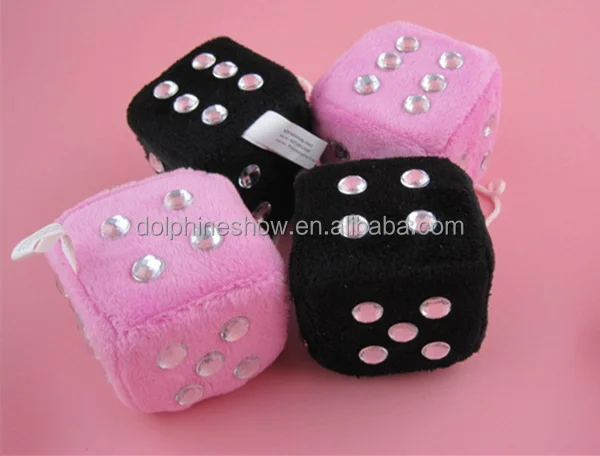 Pretty pink Car Hanging Fuzzy Foam Dice Set Wholesale Cheap Stuffed Soft Plush Toy Custom Dice