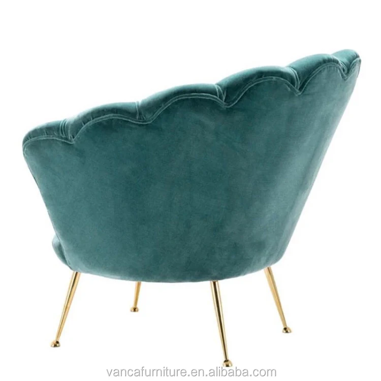 Red Velvet Fabric Flower Shape Lounge Leisure Chair