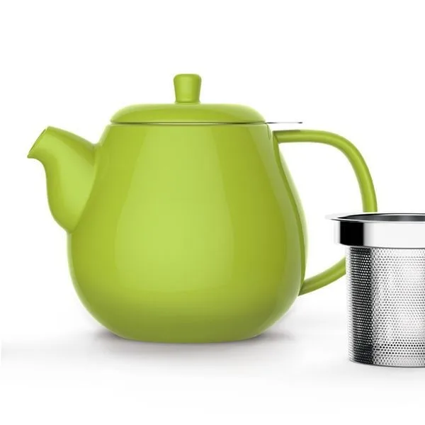 Оранжевый большой чайник 1300 мл с инфузером, керамический чайник