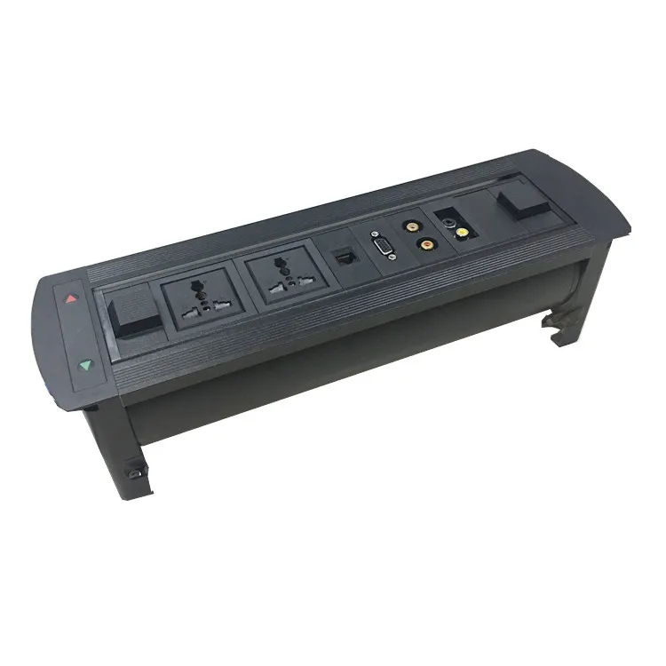 Motorized Conference Switch Rotate Table Power Socket With Outlet Cables