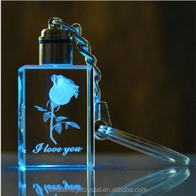 Custom Wedding Favor 3d Laser Engraving Glass Crystal Keychain