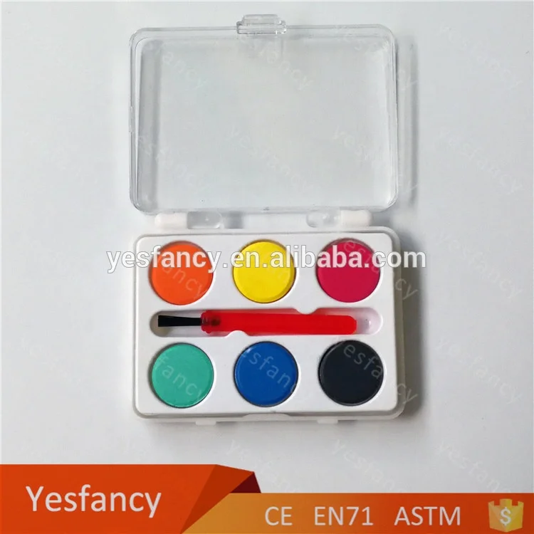 Мини 6 видов цветов водными красками с кистью акварельные