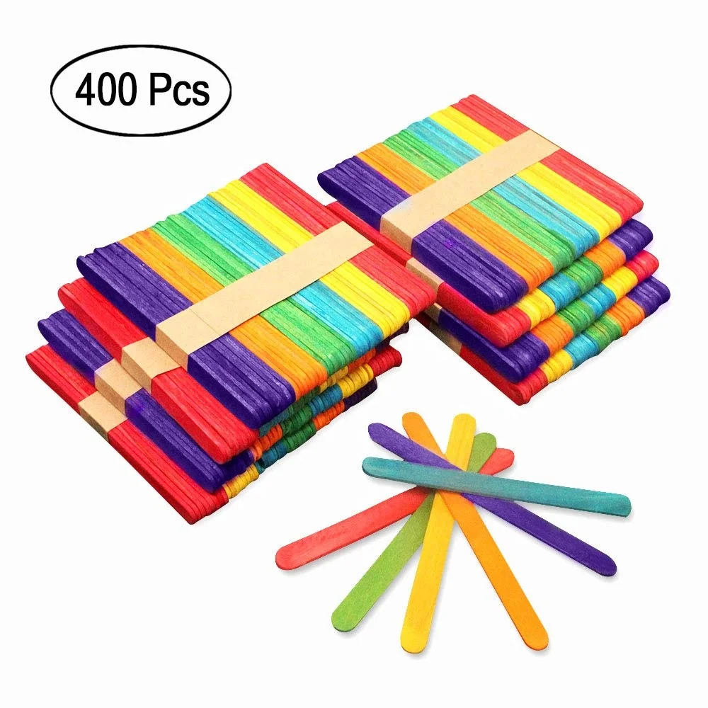 400Pcs Colored Popsicle Sticks 4.5 Inch Wooden Jumbo Craft Sticks Bulk  Craft Popsicle Sticks For DIY Crafts