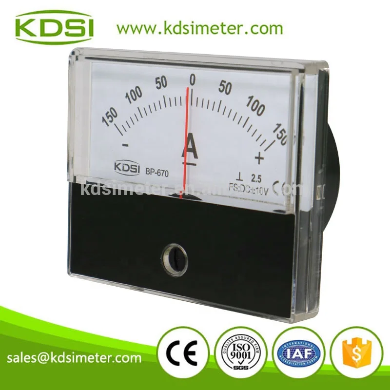 20 Years Manufacturing Experience BP-670 DC+-10V+-150A Analog Panel Dc Ammeter With zero in Center