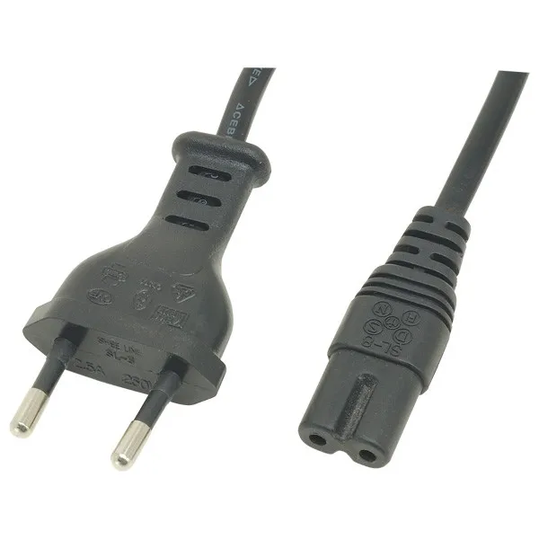 Practical Power Extension Cable Euro Male 2 Pin Plug to IEC C7 Female Socket Figure 8 2/1m